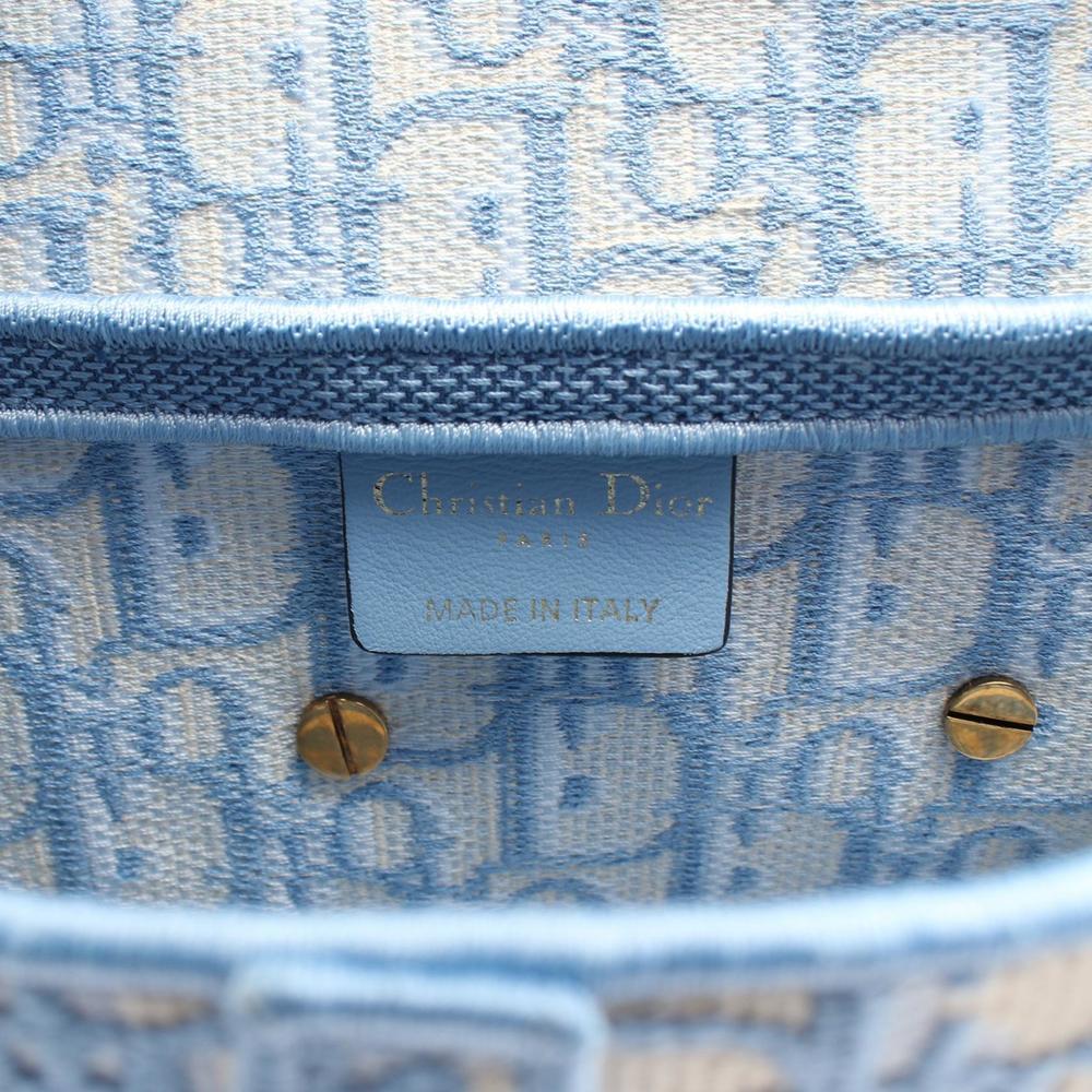 Dior Saddle Oblique White Canvas Handbag Blue - Picture 4 of 6